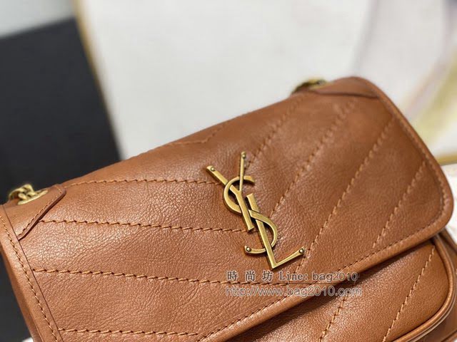 YSL爆款女士包包 聖羅蘭經典款油蠟抓皺牛皮小號郵差包 YSL肩背斜挎包 533037  jjh1103